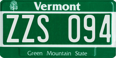 VT license plate ZZS094
