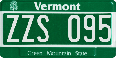 VT license plate ZZS095