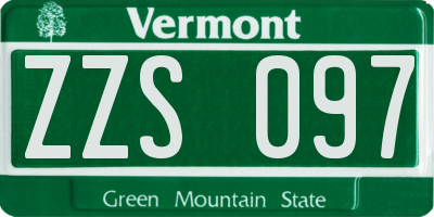 VT license plate ZZS097