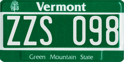 VT license plate ZZS098