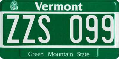 VT license plate ZZS099
