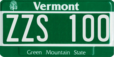 VT license plate ZZS100