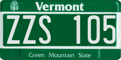 VT license plate ZZS105