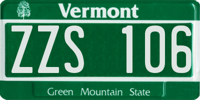 VT license plate ZZS106