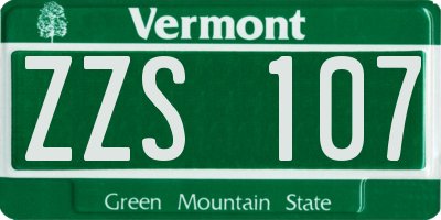 VT license plate ZZS107