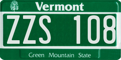 VT license plate ZZS108
