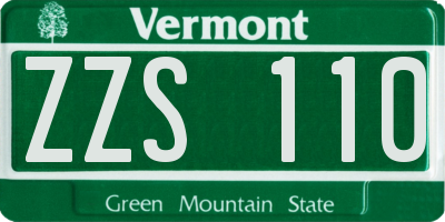 VT license plate ZZS110