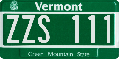 VT license plate ZZS111