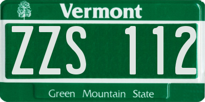 VT license plate ZZS112