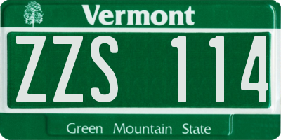 VT license plate ZZS114