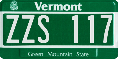 VT license plate ZZS117