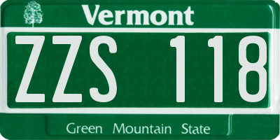 VT license plate ZZS118