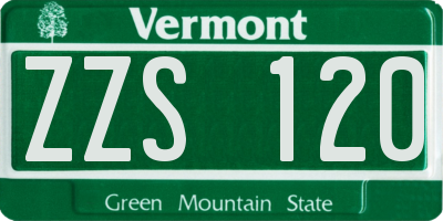 VT license plate ZZS120