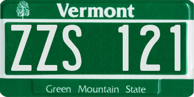 VT license plate ZZS121