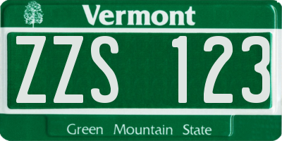 VT license plate ZZS123
