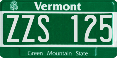 VT license plate ZZS125