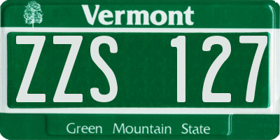 VT license plate ZZS127
