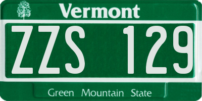 VT license plate ZZS129