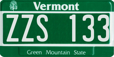 VT license plate ZZS133