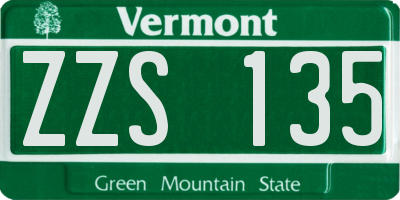 VT license plate ZZS135