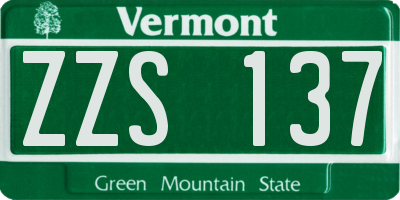VT license plate ZZS137