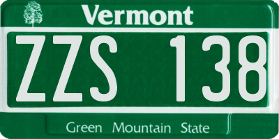 VT license plate ZZS138