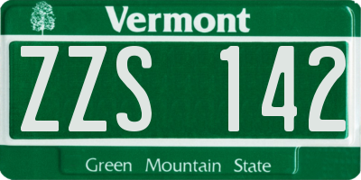 VT license plate ZZS142