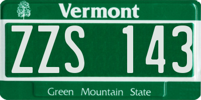 VT license plate ZZS143