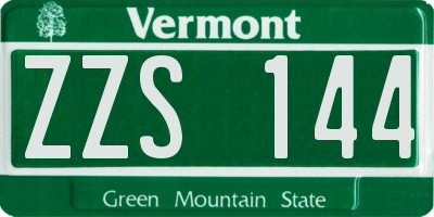 VT license plate ZZS144