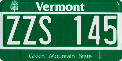 VT license plate ZZS145