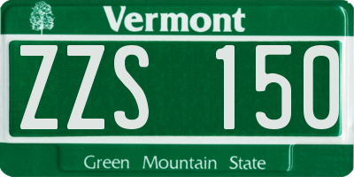 VT license plate ZZS150