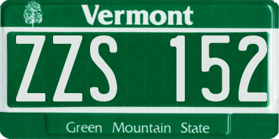 VT license plate ZZS152