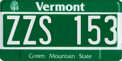 VT license plate ZZS153