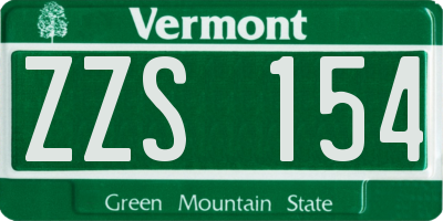 VT license plate ZZS154