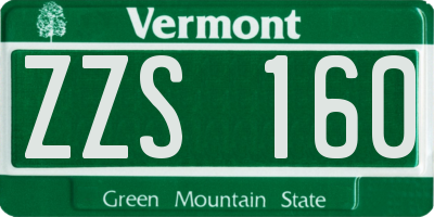 VT license plate ZZS160