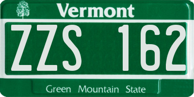 VT license plate ZZS162