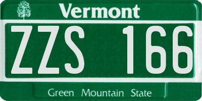VT license plate ZZS166