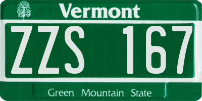 VT license plate ZZS167