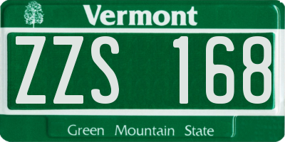 VT license plate ZZS168
