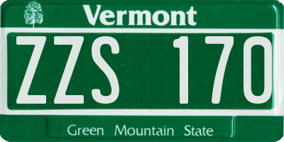 VT license plate ZZS170