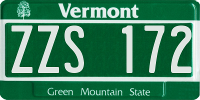 VT license plate ZZS172