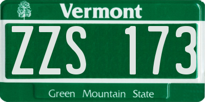 VT license plate ZZS173