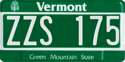 VT license plate ZZS175