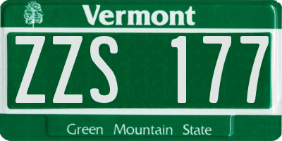 VT license plate ZZS177