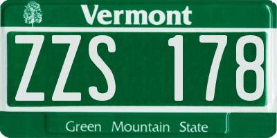 VT license plate ZZS178