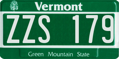 VT license plate ZZS179