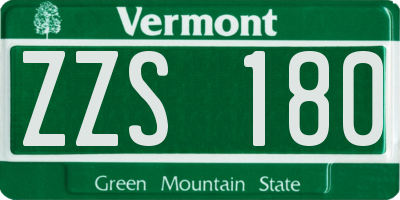 VT license plate ZZS180