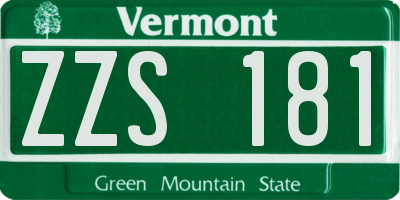 VT license plate ZZS181
