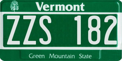 VT license plate ZZS182