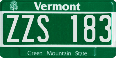 VT license plate ZZS183
